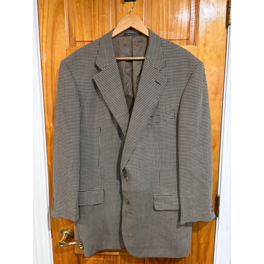 Ermenegildo Zegna Positano Wool Houndstooth Blazer 58 IT 48 US Italy Made Flaw